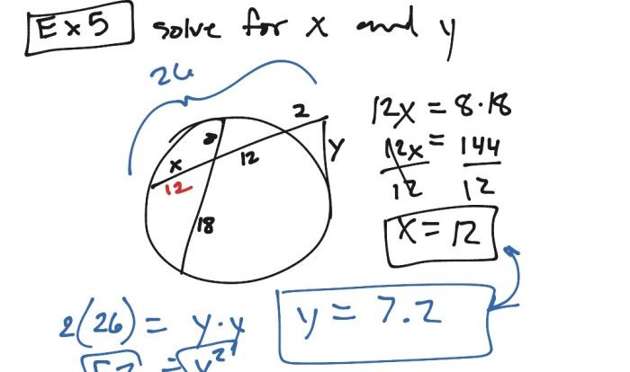 Segment lengths in circles worksheet