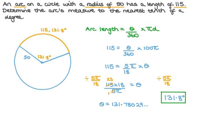 Measure arc indicated find angle