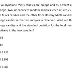 Ten percent of all dynamite mints candies are orange